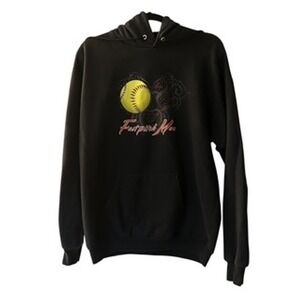 Fastpitch Mom Black Hoodie Port‎ Company Classic Softball Sweatshirt